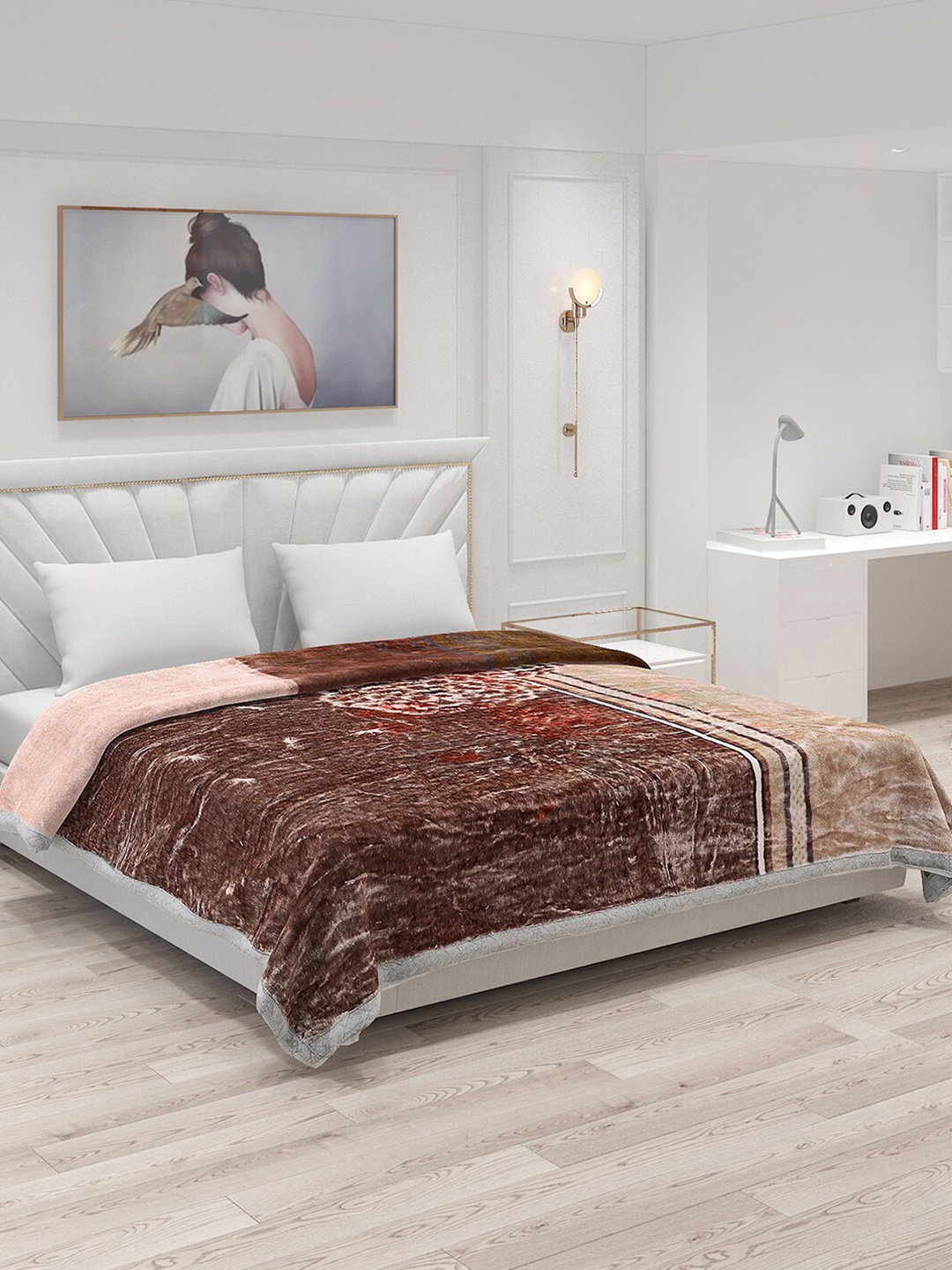 

Monte Carlo Brown & Tan Floral Heavy Winter 1000 GSM Double Bed Blanket