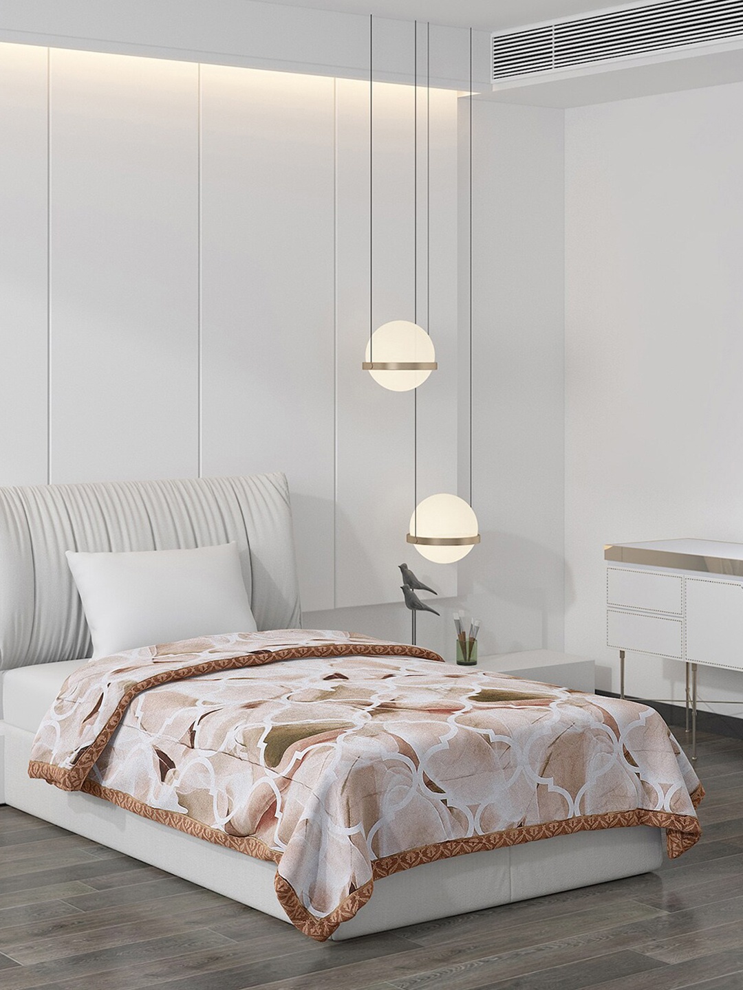 

Monte Carlo Brown & White Ethnic Motifs AC Room 120 GSM Single Bed Comforter