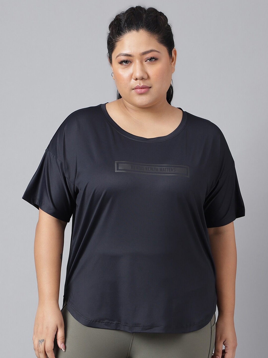 

MKH Plus Size Relaxed Fit Dri-FIT T-shirt, Navy blue