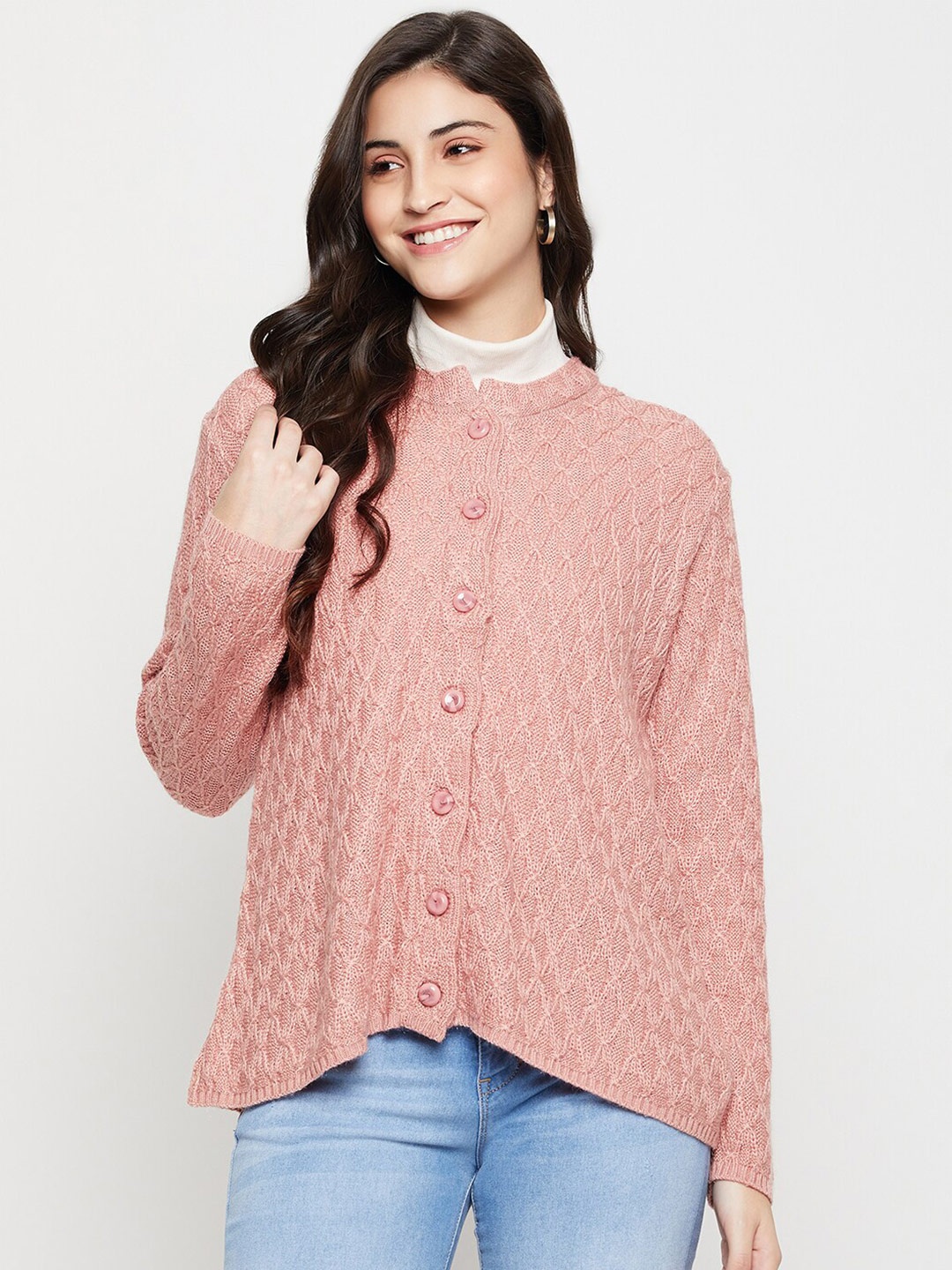 

Cantabil Cable Knit Cardigan, Pink