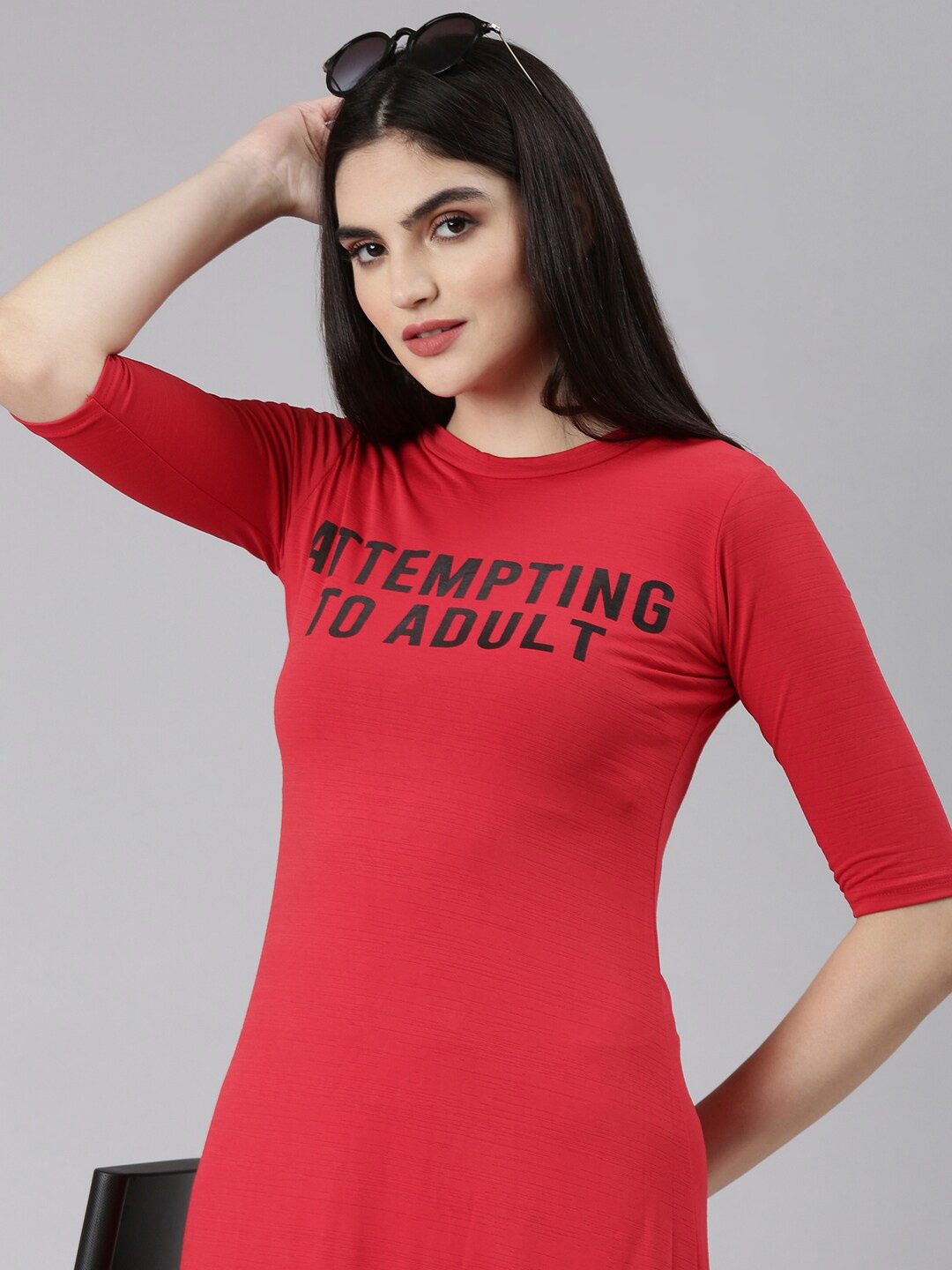 

SHOWOFF Typography Printed T-shirt Dress, Red