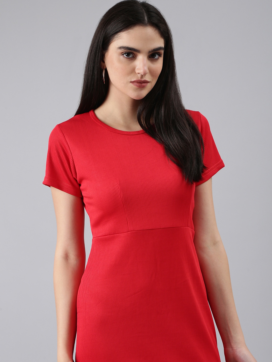 

SHOWOFF Round Neck Sheath Dress, Red