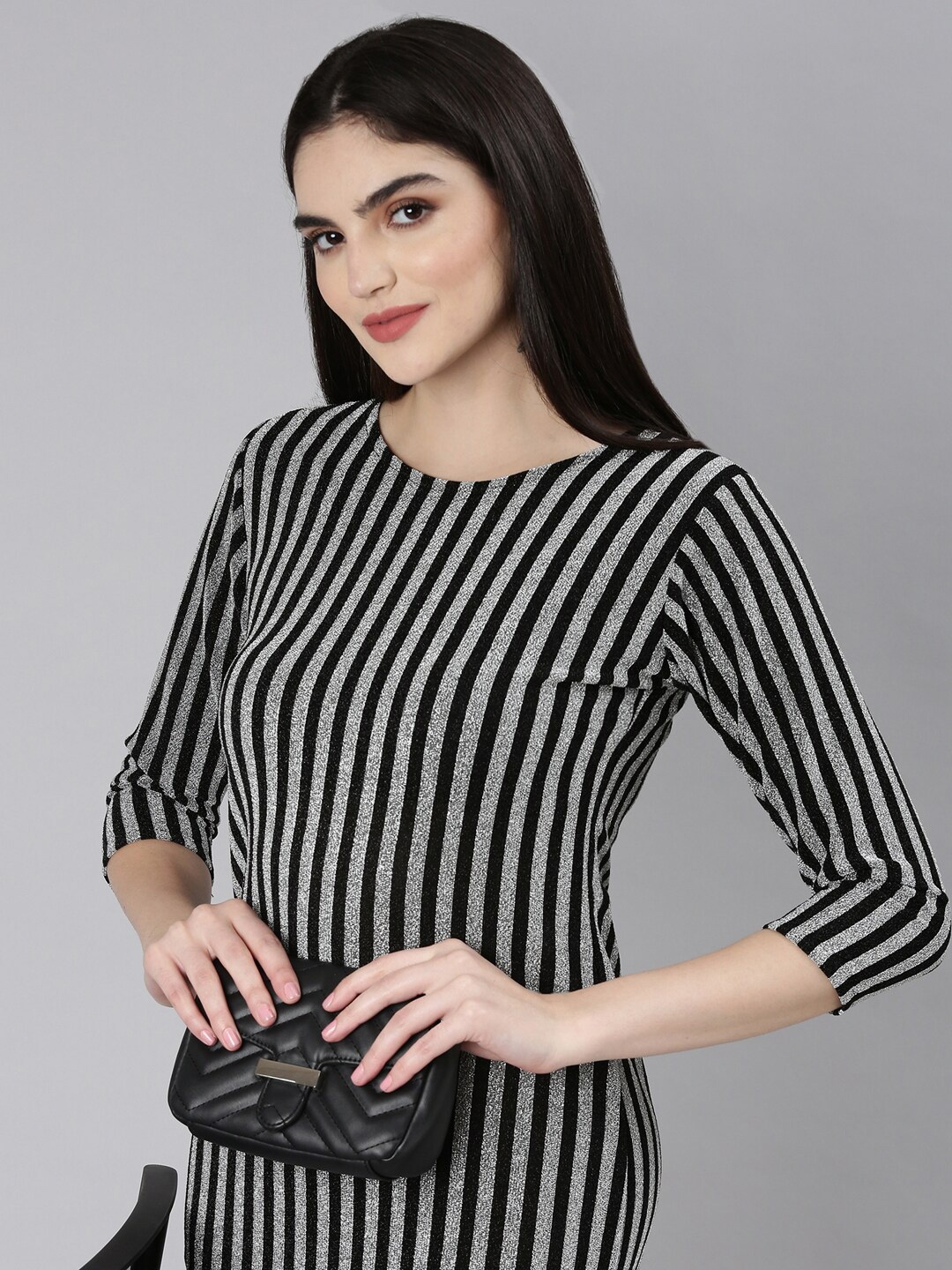 

SHOWOFF Striped Sheath Dress, Grey