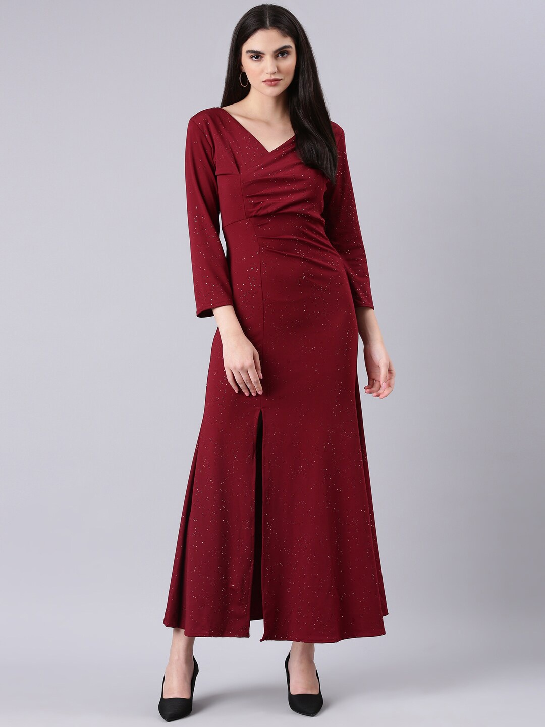 

SHOWOFF Maroon Midi Dress
