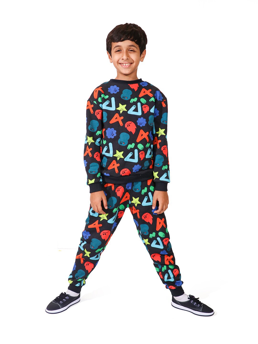 

Whistle & Hops Boys Printed Pure Cotton T-shirt With Pyjamas, Black