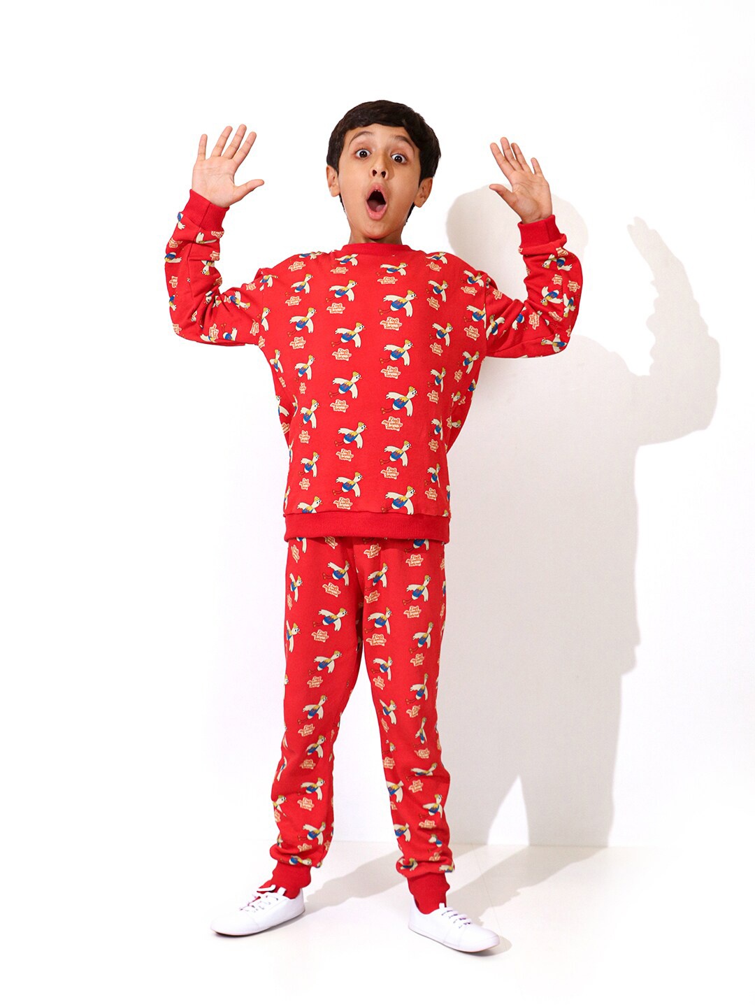 

Whistle & Hops Boys Conversational Printed Pure Cotton T-Shirt With Pyjamas, Red
