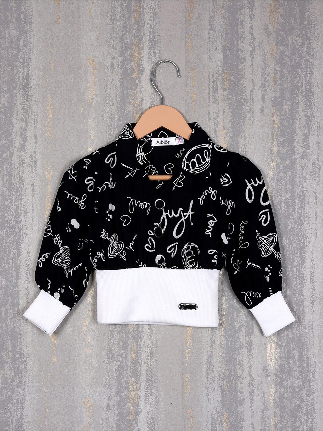 

Steele Girls Typography Printed Pure Cotton Top, Black