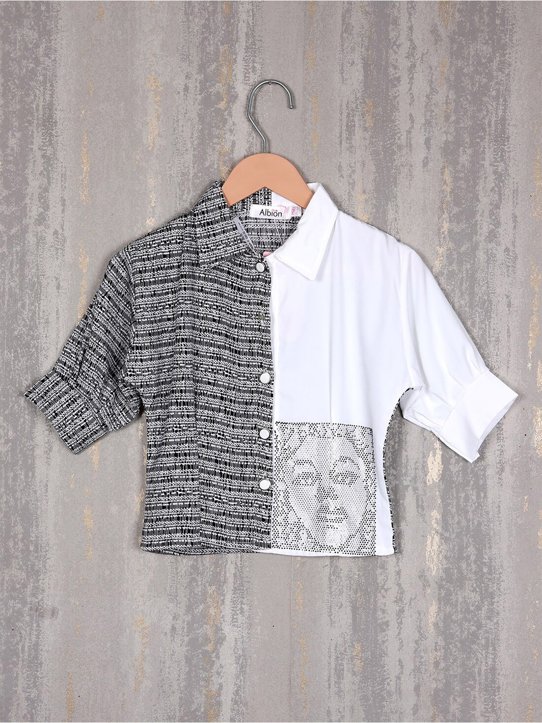 

Albion Striped Cotton Shirt Style Top, Black