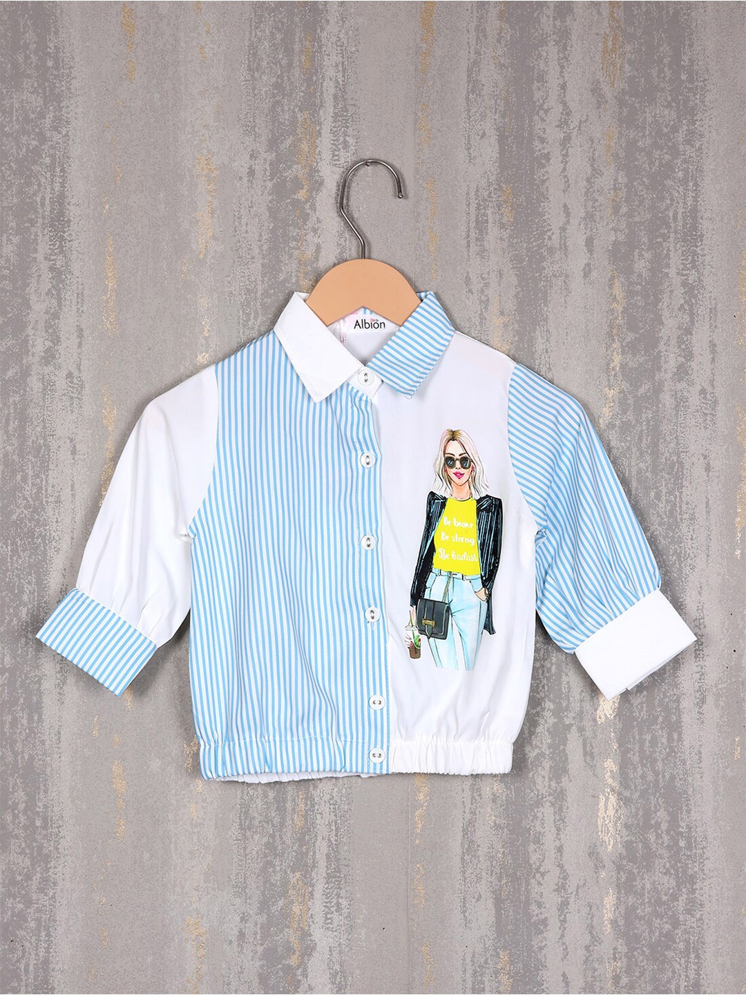 

Albion Striped Pure Cotton Shirt Style Top, Blue