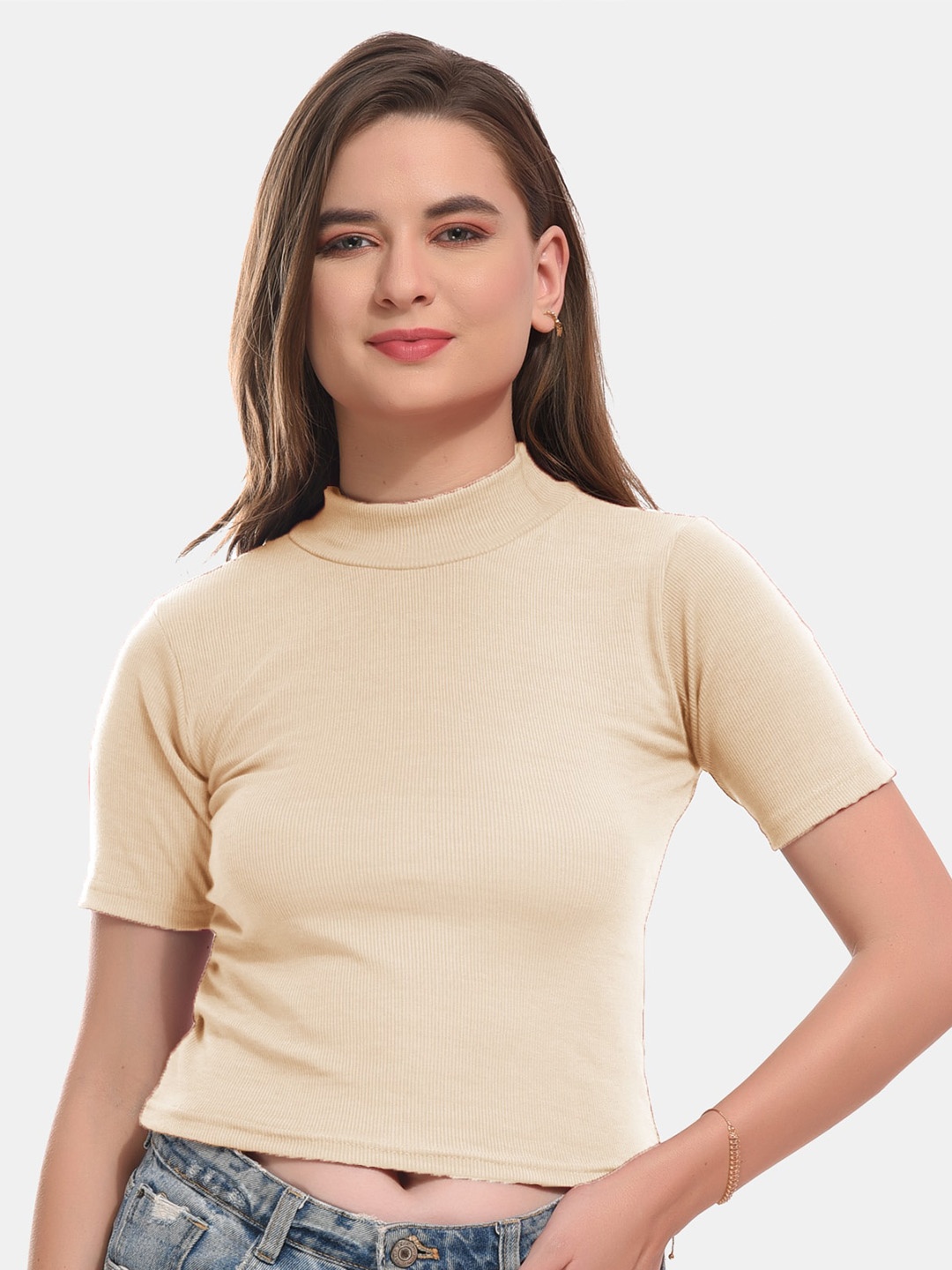 

Boleem Ribbed Cotton Crop Top, Cream
