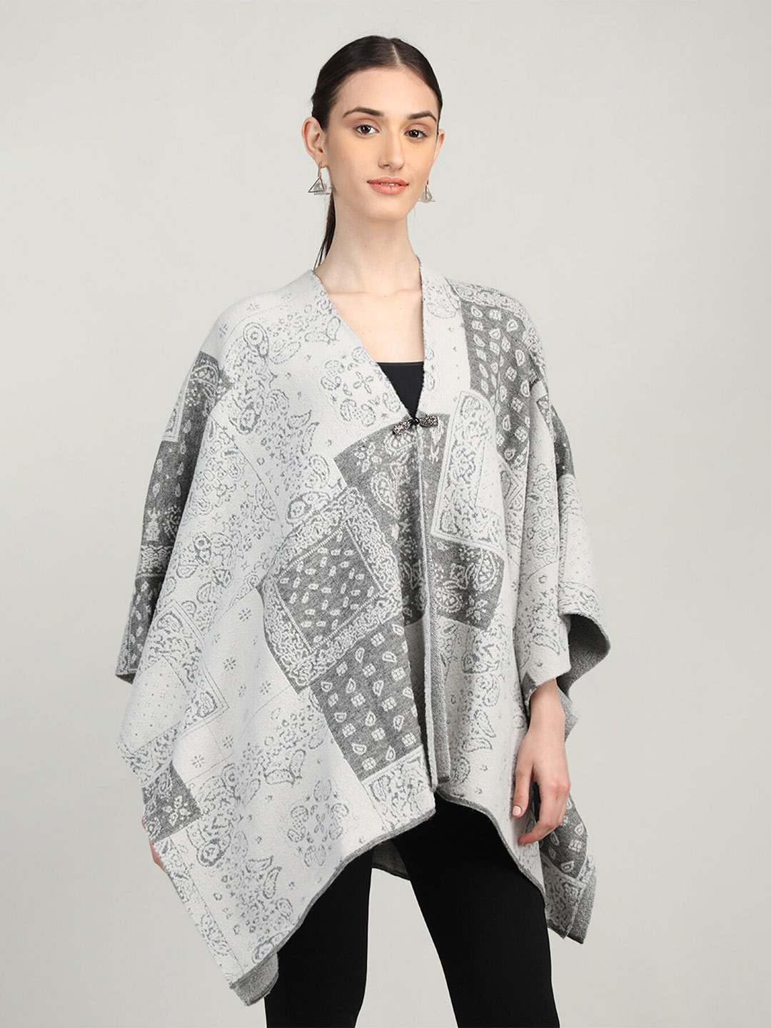 

Rage Self Design Longline Acrylic Cape Jacket, Grey