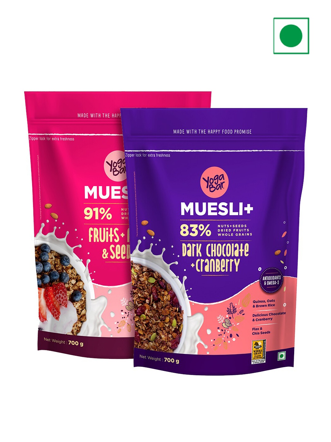 

Yogabar Set Of 2 Dark Chocolate With Fruit and Nut Muesli-700 gms, Blue