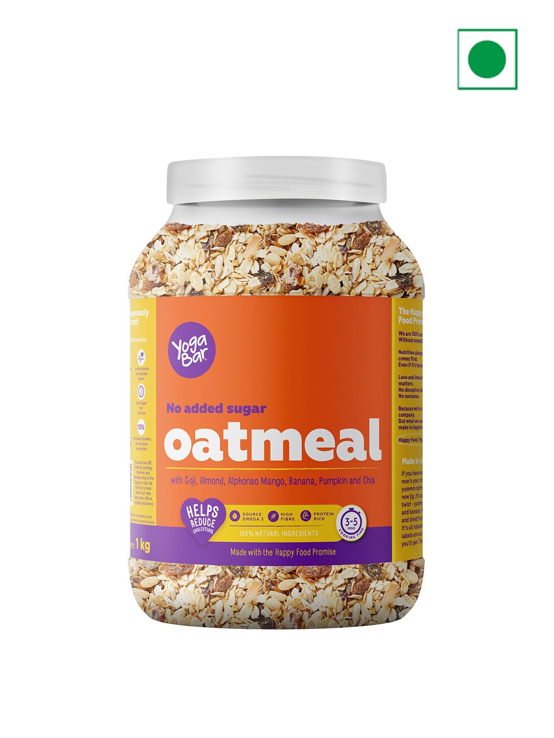 

Yogabar No Added Sugar Oatmeal -1kg, Orange