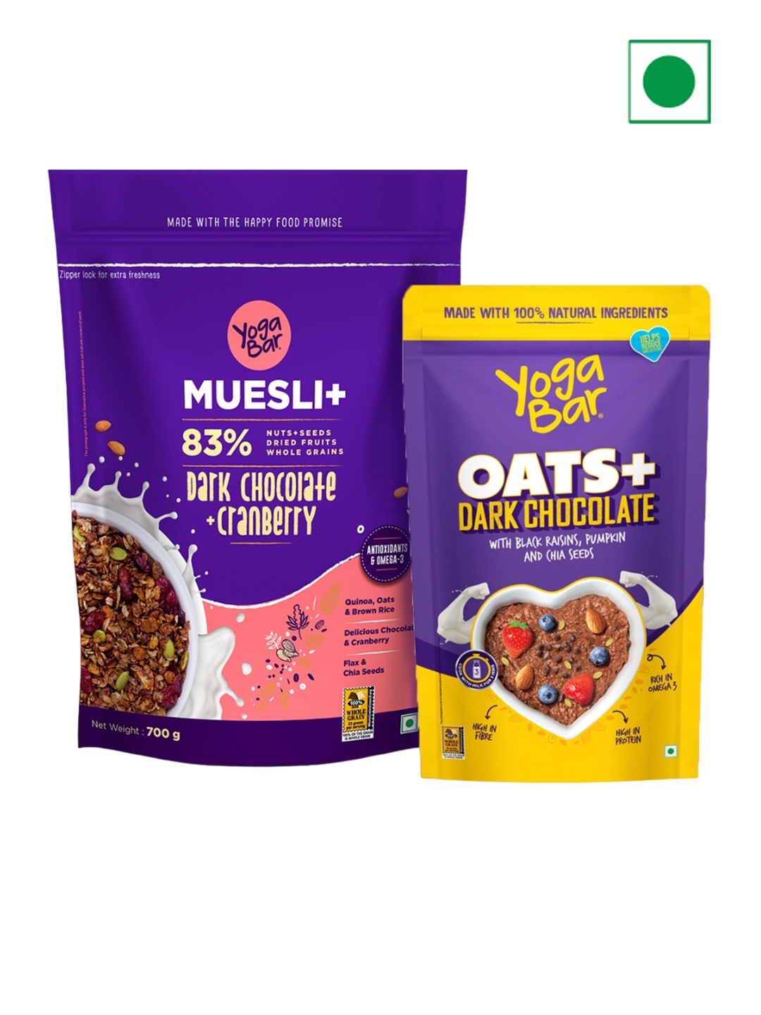 

Yogabar Set Of 2 Dark Chocolate and Oats Dark Chocolate, Blue