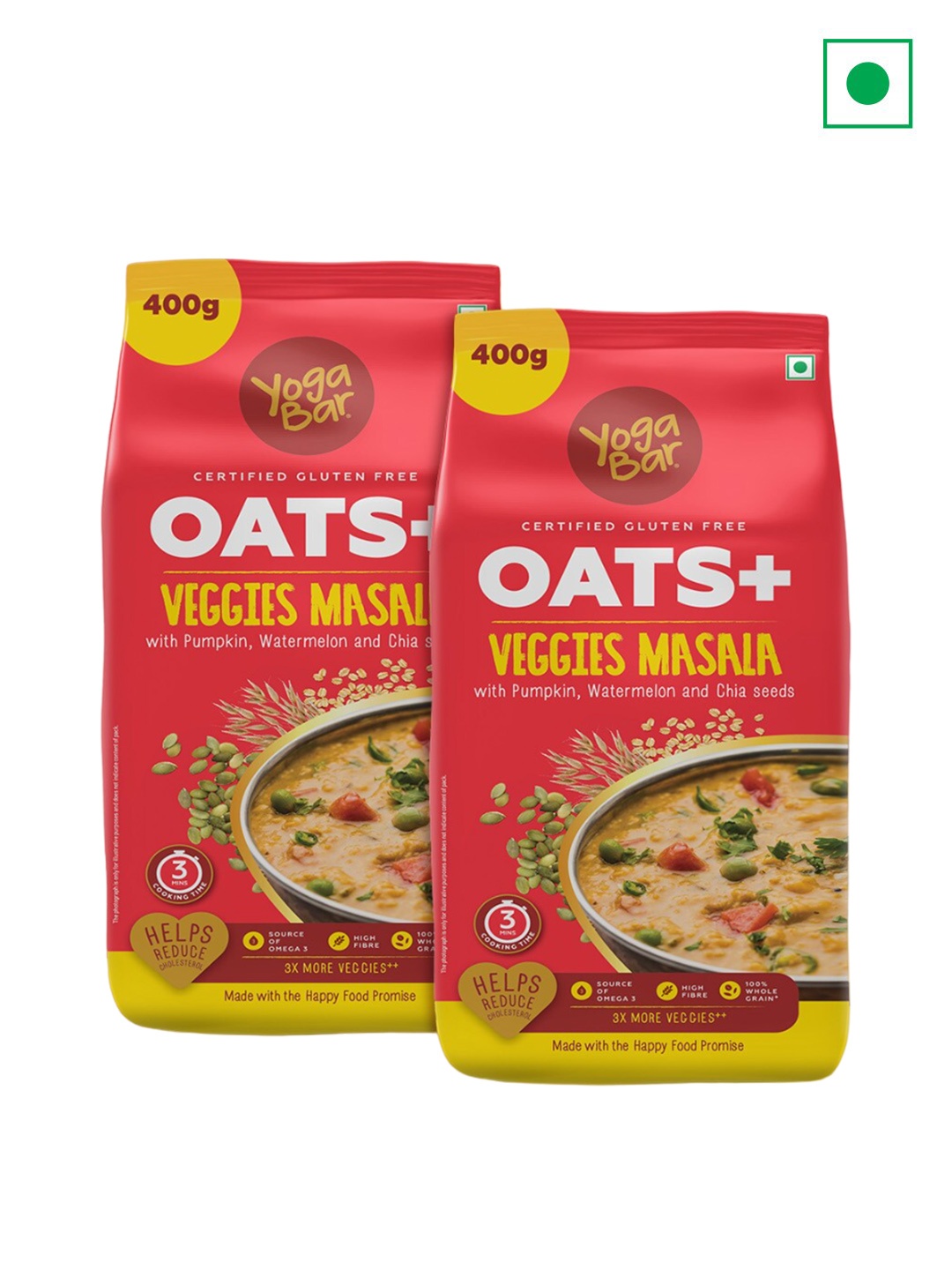 

Yogabar Set Of 2 Desi Masala Oat -400gms Each, Red