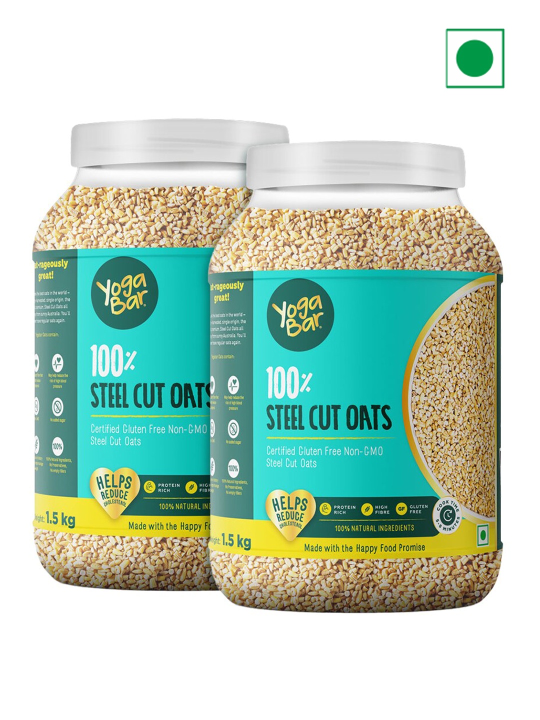 

Yogabar Set Of 2 Steel Cut Oats -1.5 Kg Each, Green