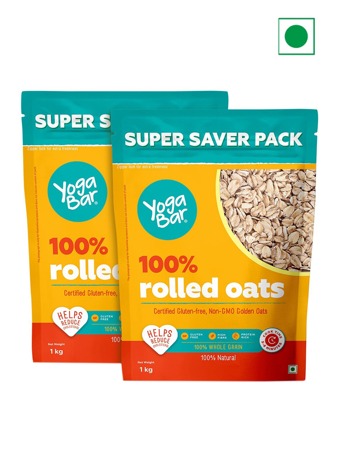 

Yogabar Set Of 2 Rolled Oats -1Kg, Yellow