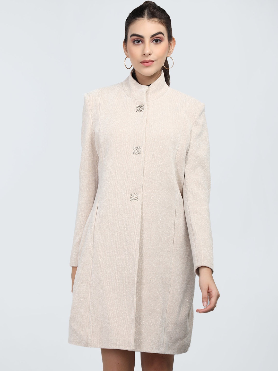 

PROTEX Textured Woollen Longline Overcoat, Beige