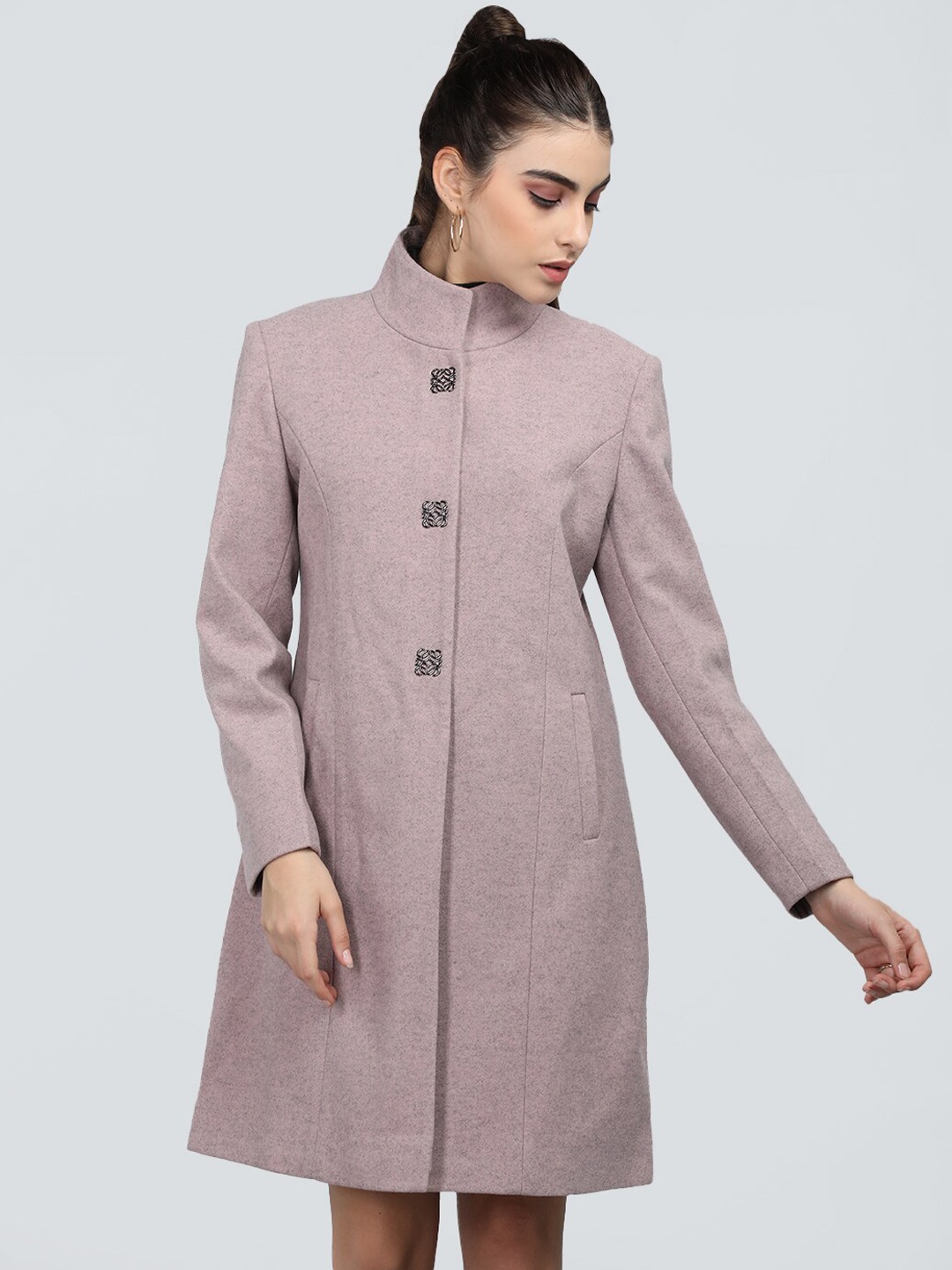 

PROTEX Textured Woollen Longline Overcoat, Peach