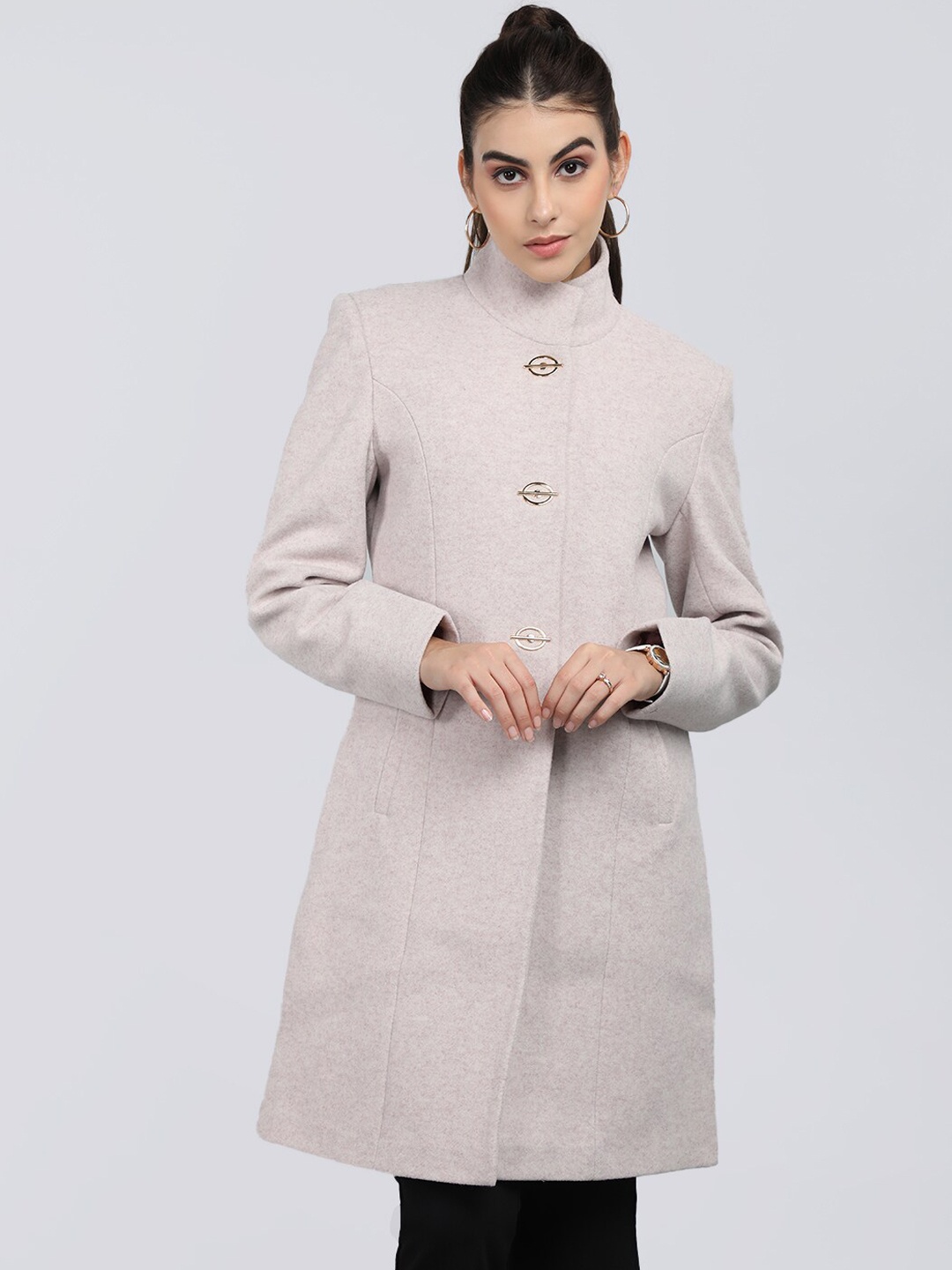 

PROTEX Textured Woollen Longline Overcoat, Peach