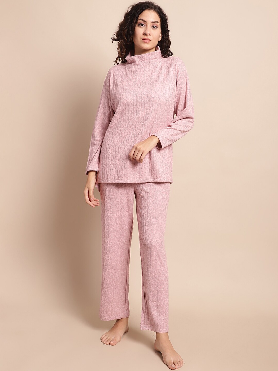 

Kanvin Top And Pyjama Night Suit, Pink