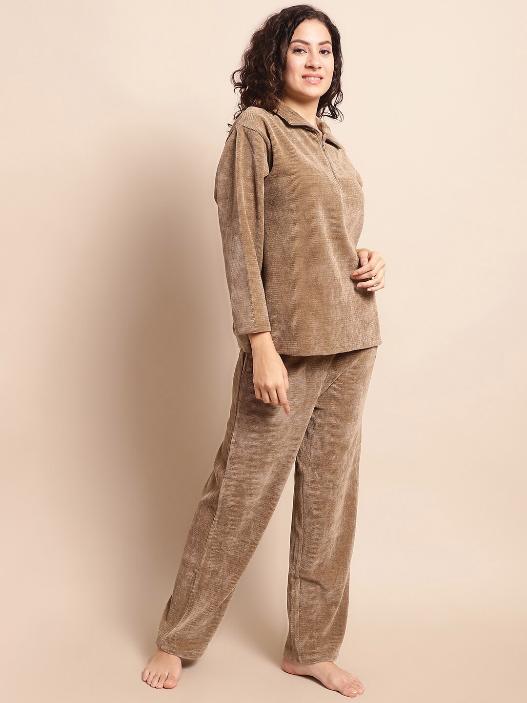 

Kanvin T-Shirt And Pyjama Night Suit, Camel brown