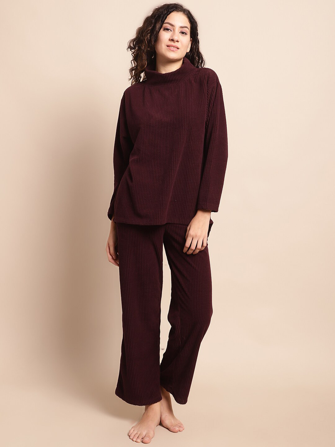 

Kanvin Top And Pyjamas Night Suit, Maroon