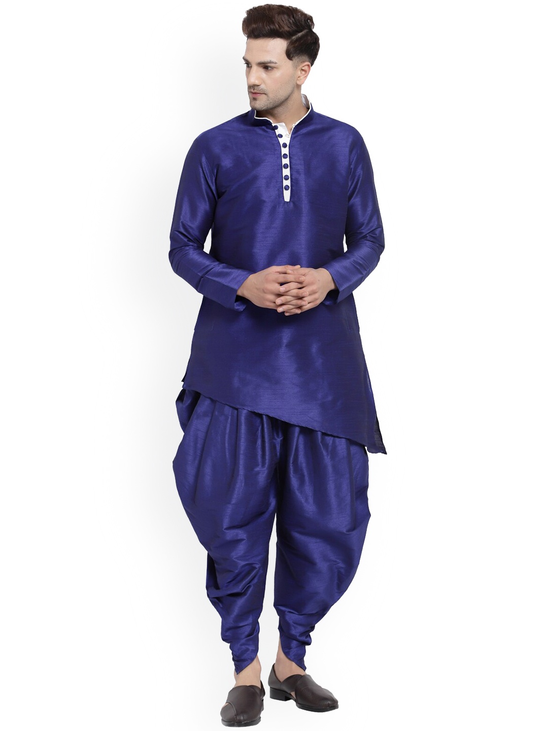 

Sydney Heights Asymmetric Regular Straight Kurta with Dhoti Pants, Navy blue