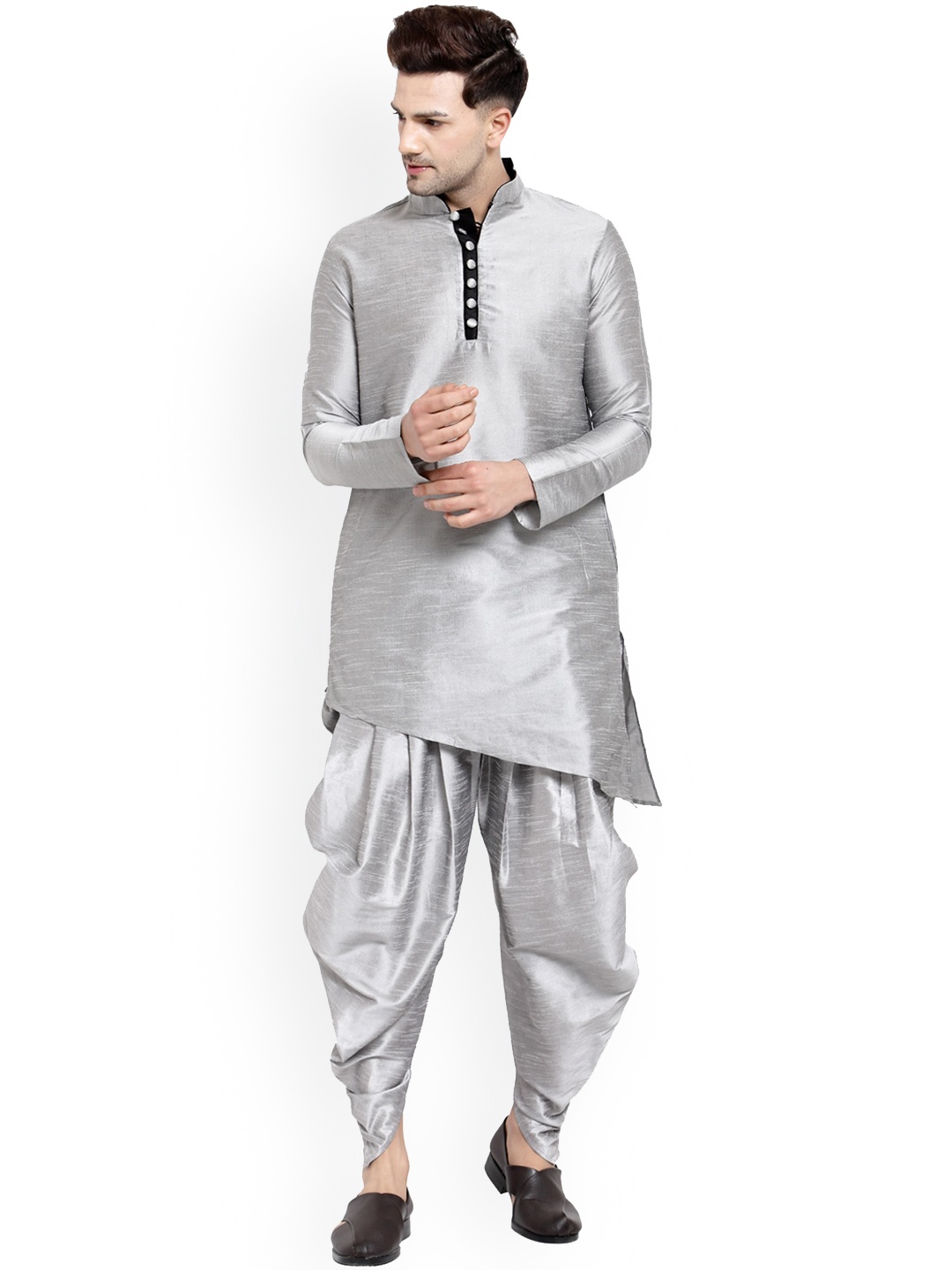 

Sydney Heights Asymmetric Regular Straight Kurta with Dhoti Pants, Silver