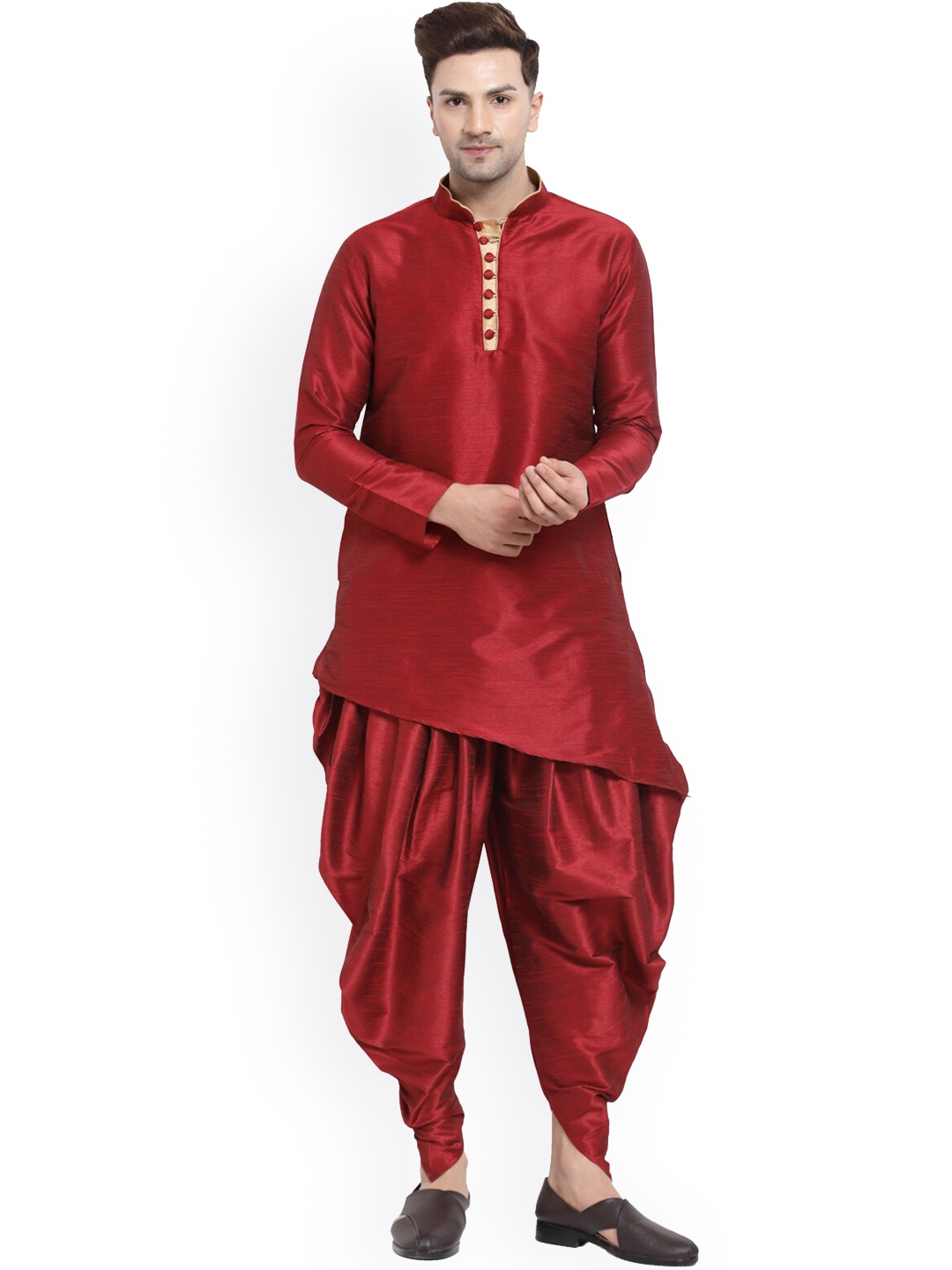 

Sydney Heights Mandarin Collar Regular Kurta with Salwar, Maroon