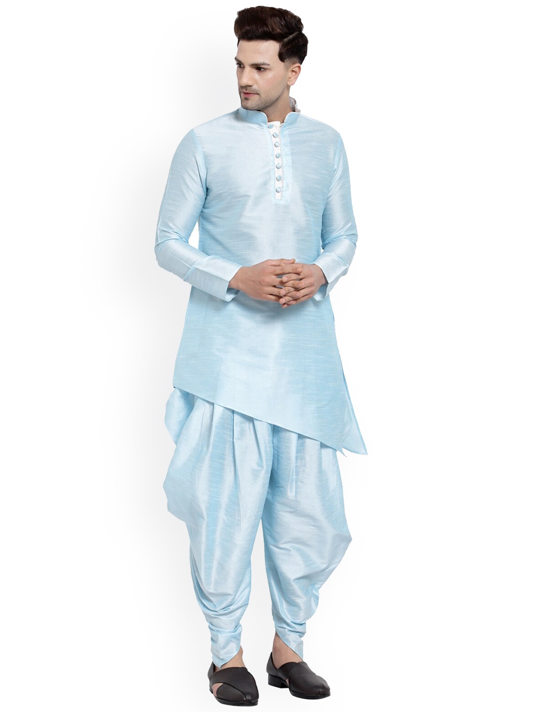 

Sydney Heights Mandarin Collar Regular Kurta with Salwar, Blue