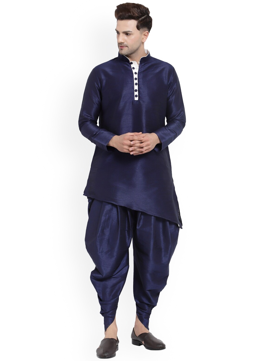 

Sydney Heights Mandarin Collar Regular Kurta with Salwar, Navy blue