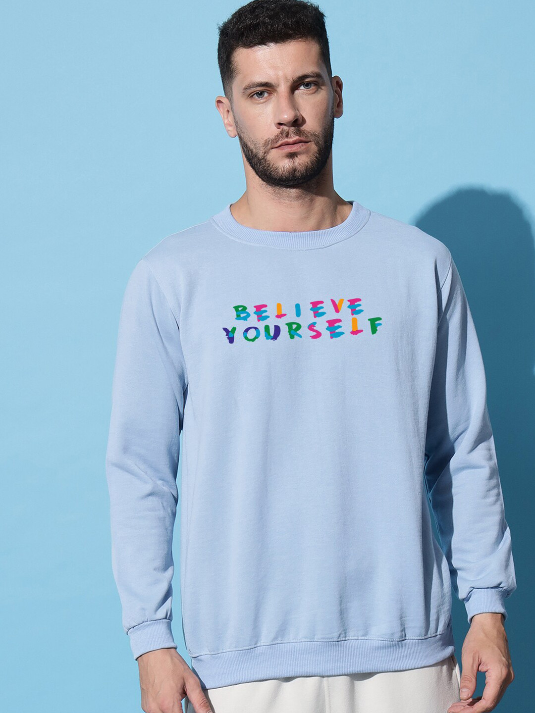 

Imsa Moda Typography Printed Hooded Pullover, Blue