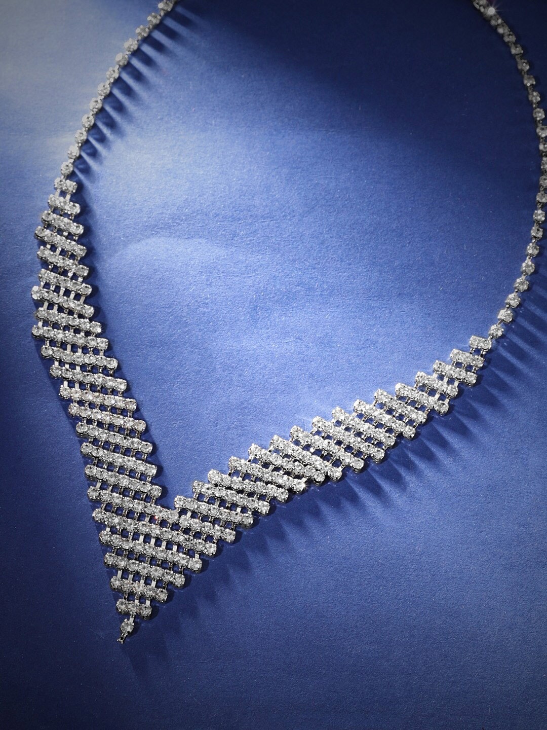 

Rubans Silver-Plated American Diamond Necklace