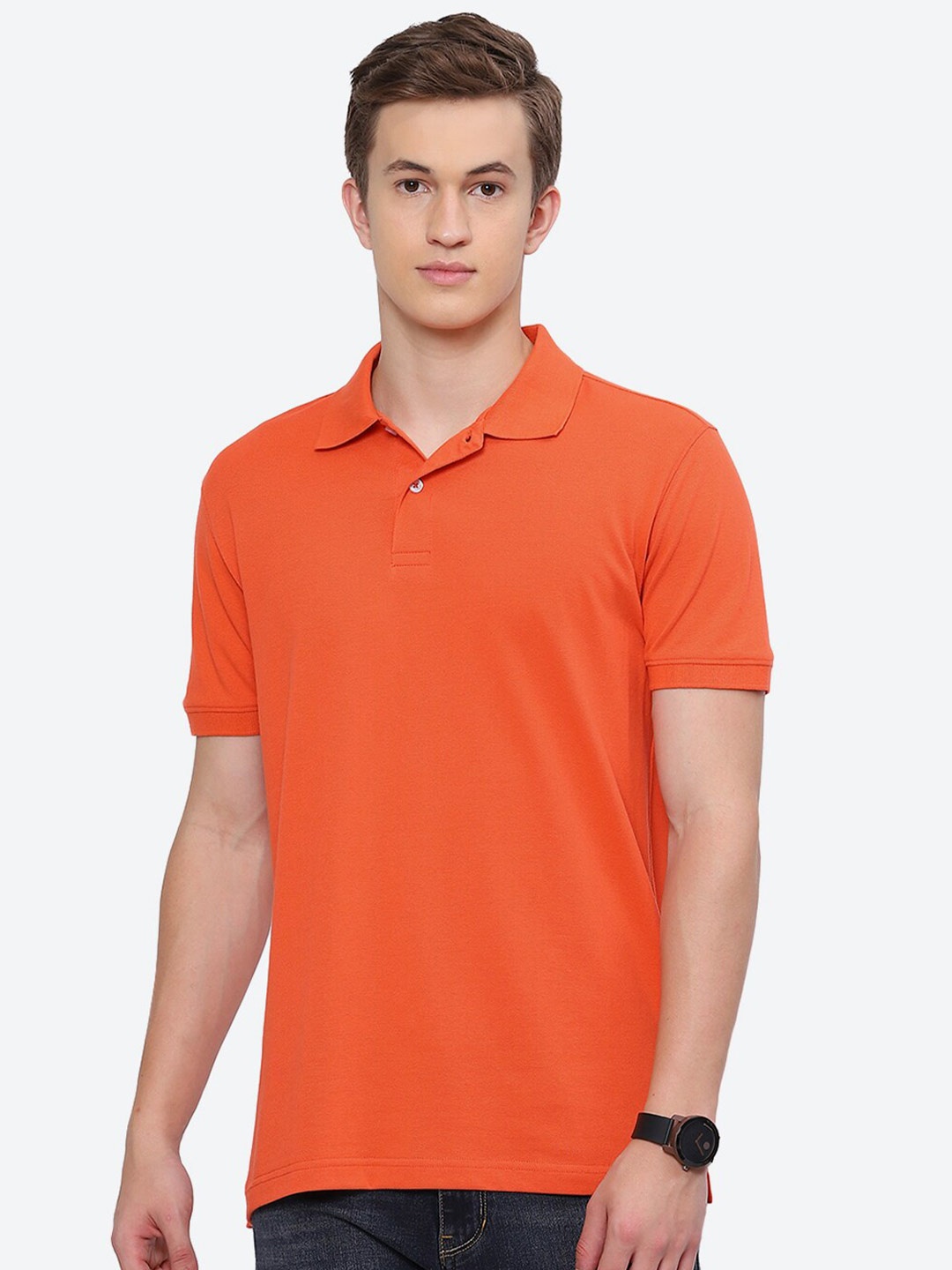 

2Bme Polo Collar Short Sleeve Cotton Regular T-shirt, Coral