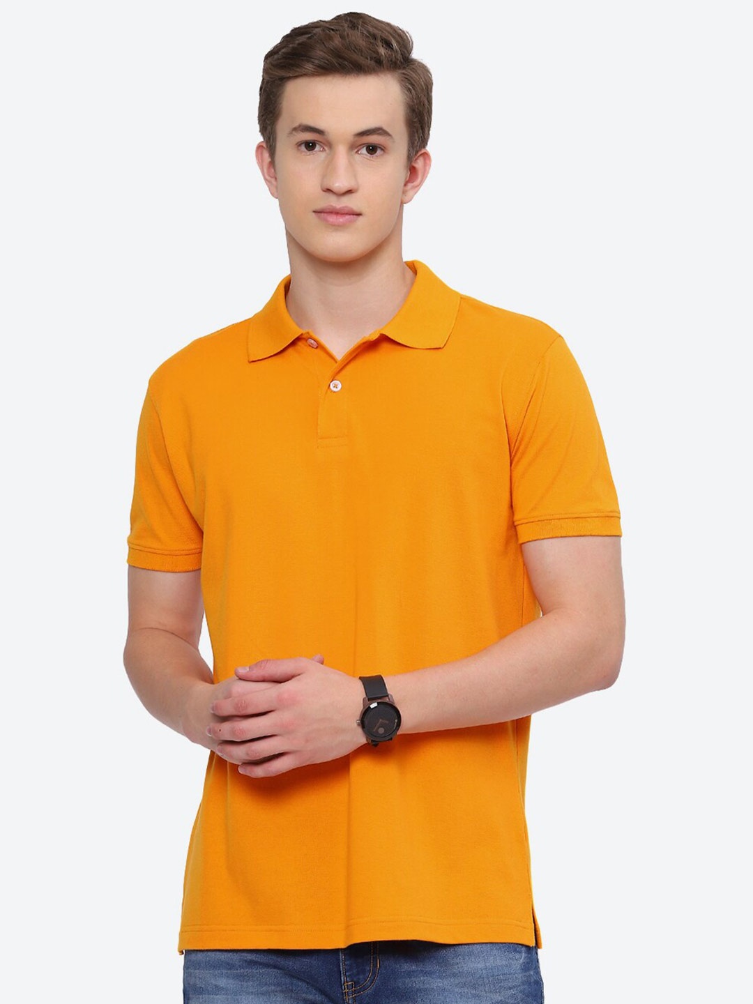 

2Bme Polo Collar Short Sleeve Cotton Regular T-shirt, Orange