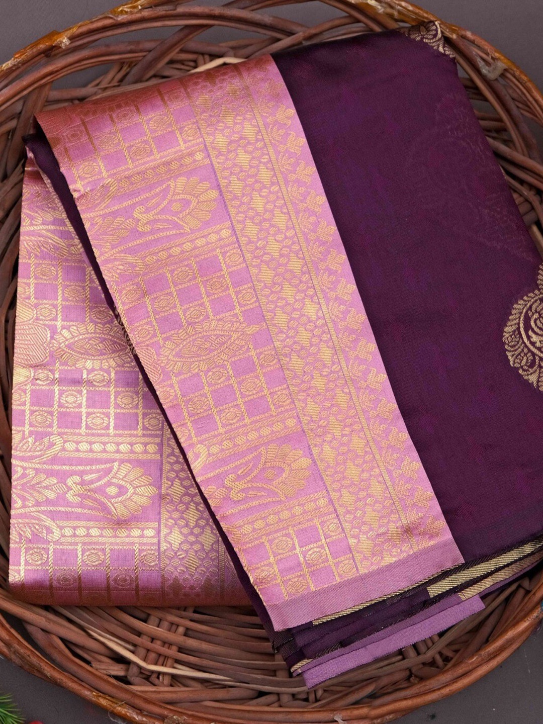 

MORLY Woven Design Zari Kanjeevaram Saree, Purple