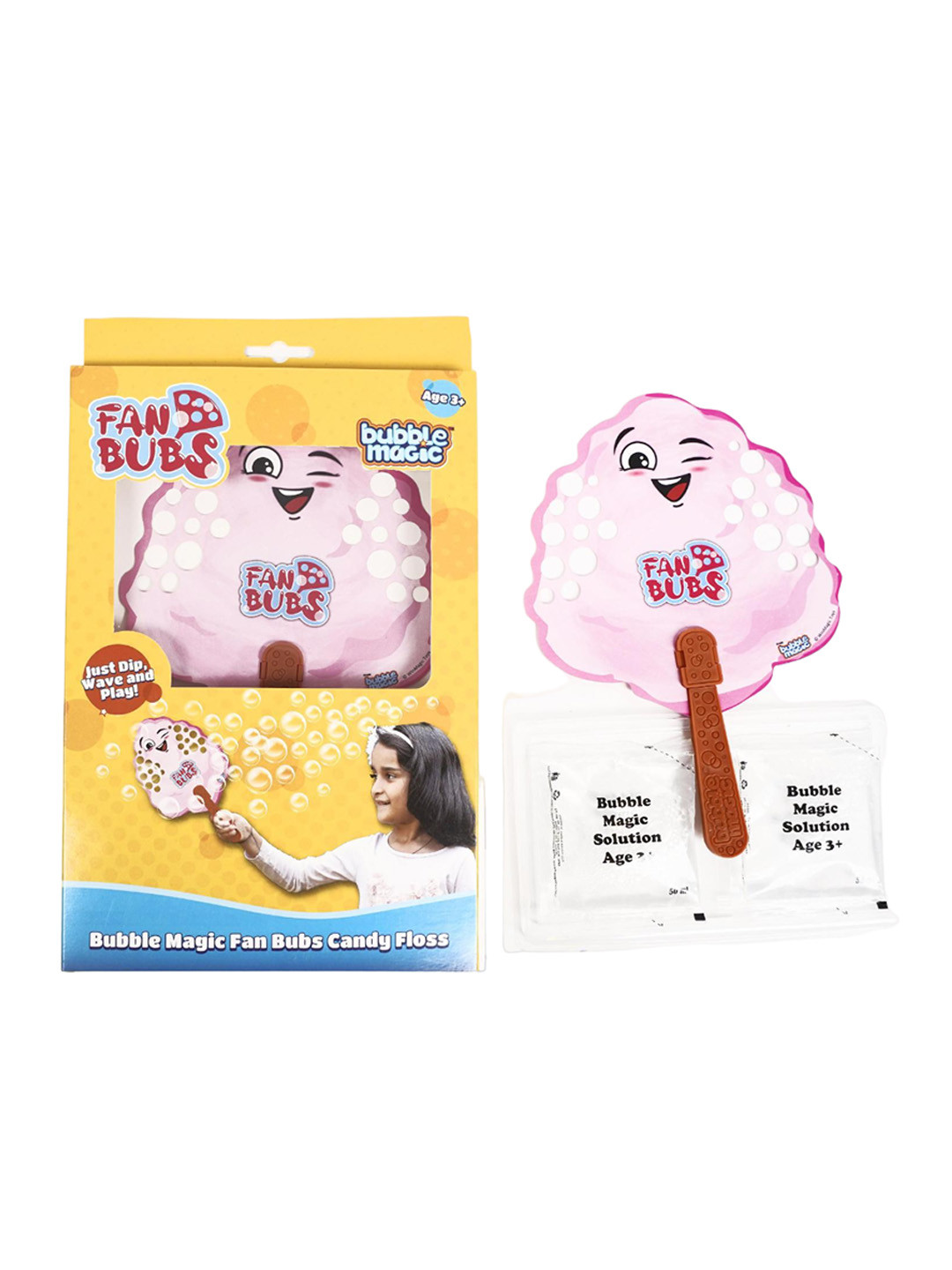 

bubble magic Kids Bubs Candy Floss Pattern Magic Fan, Pink