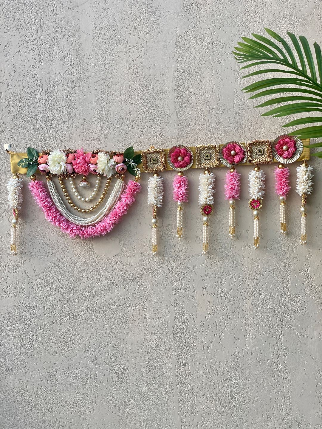 Mason Home White & Pink Artificial Flower Toran