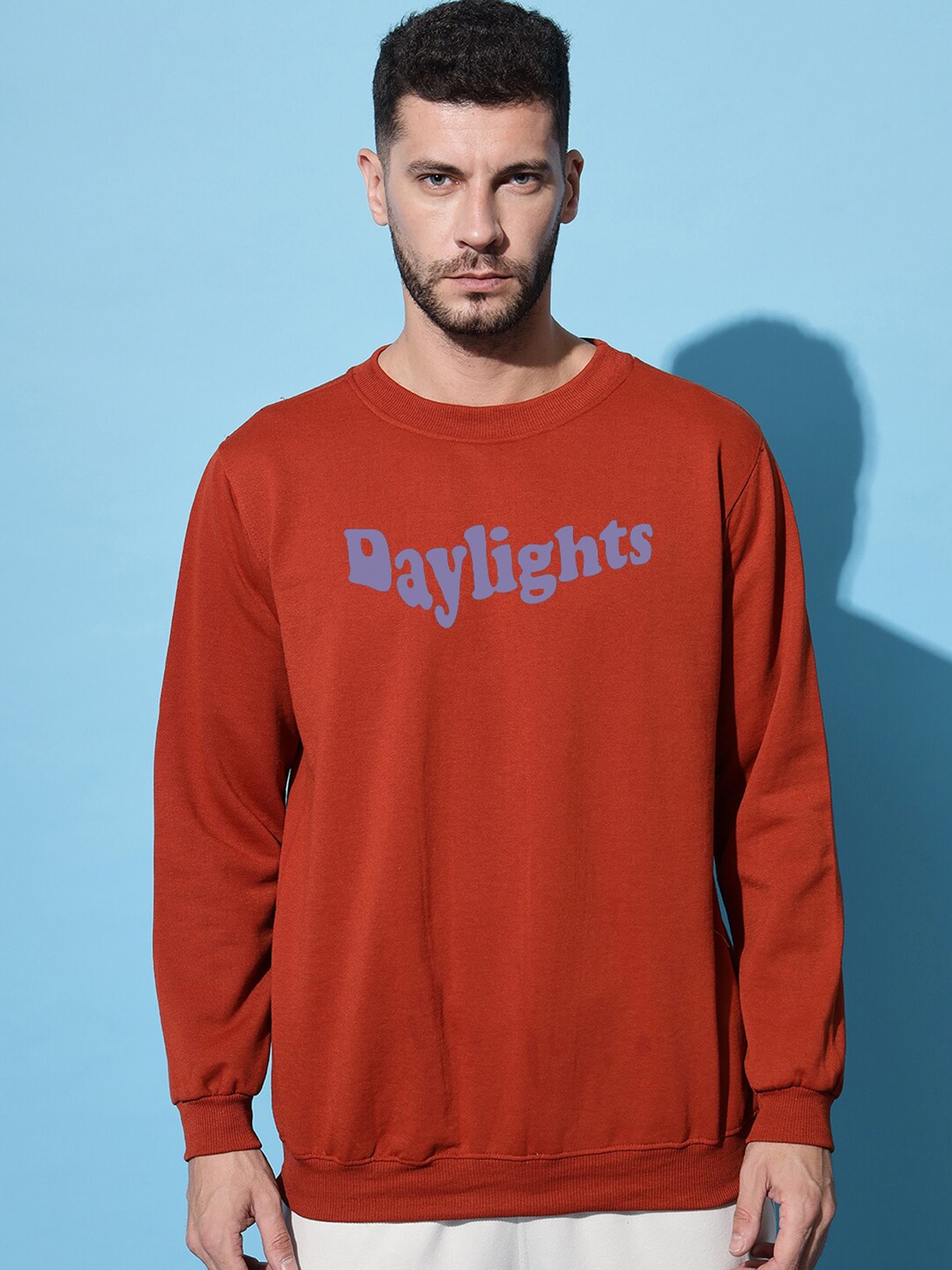 

Imsa Moda Typography Printed Long Sleeves Fleece Pullover, Orange