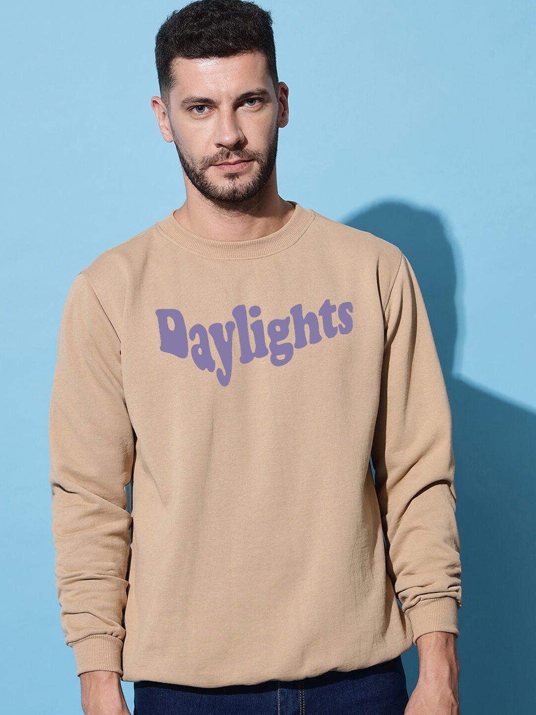 

Imsa Moda Typography Printed Fleece Sweatshirt, Beige