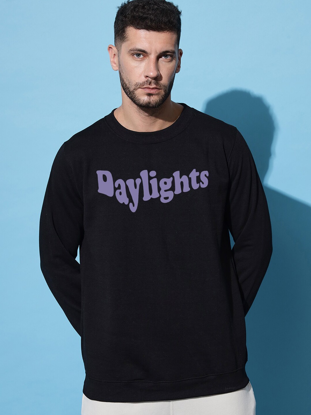 

Imsa Moda Typography Printed Fleece Pullover, Black