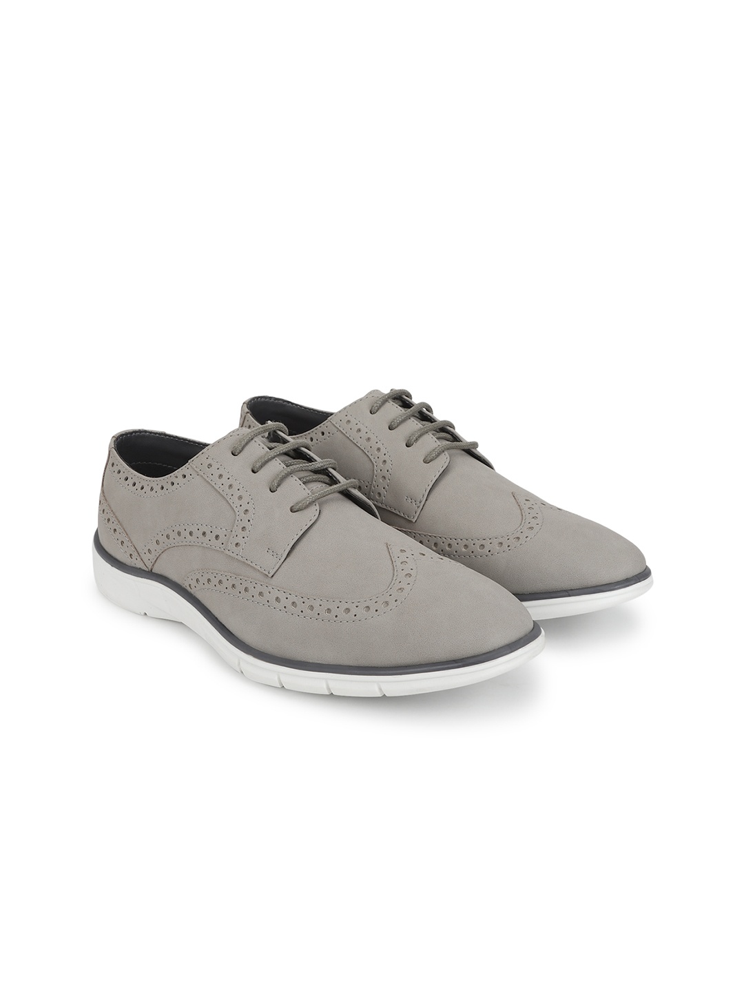 

yoho Men Brogue Perforated Sneaker, Grey