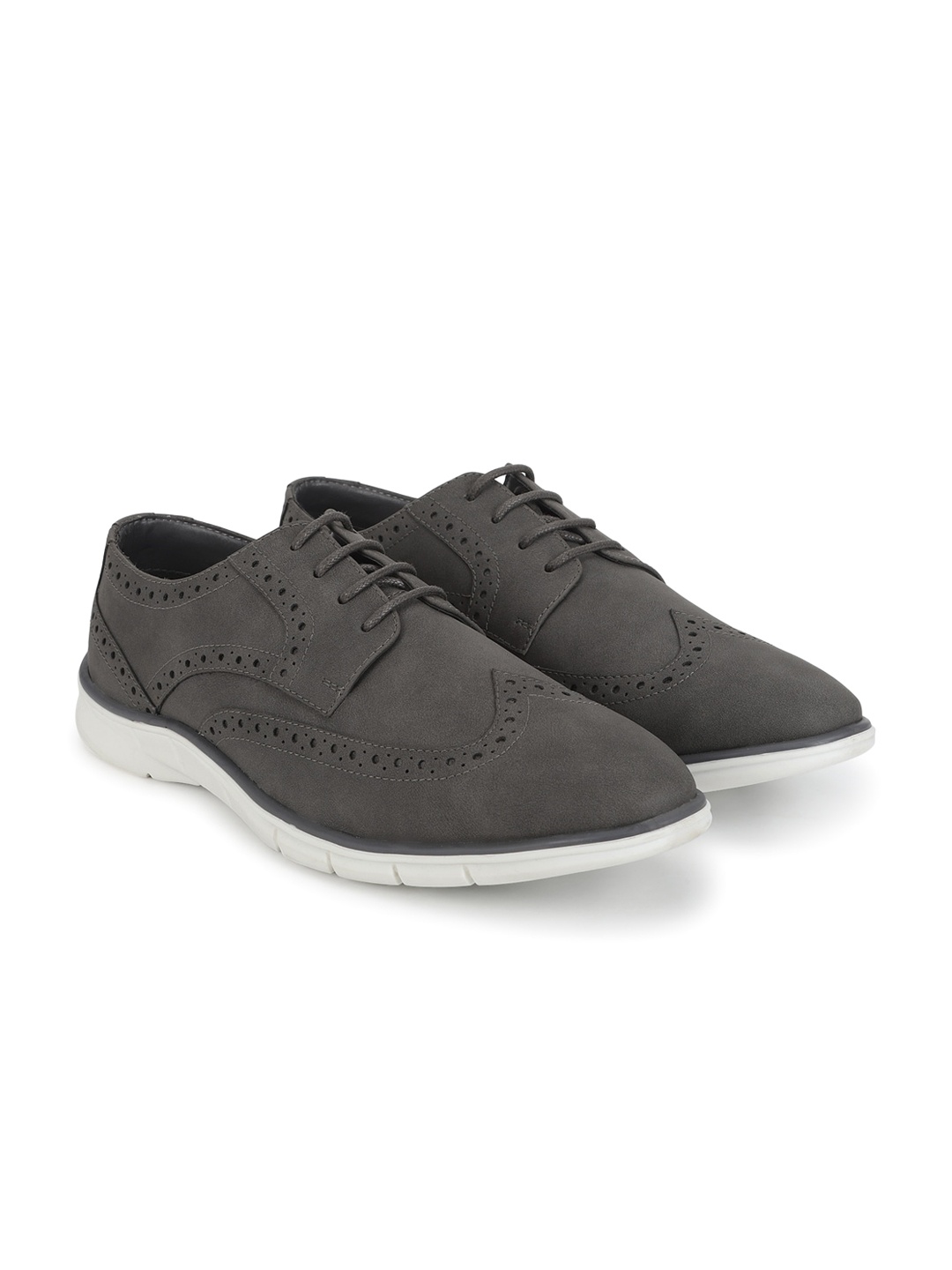 

yoho Men Brogue Perforated Sneaker, Grey