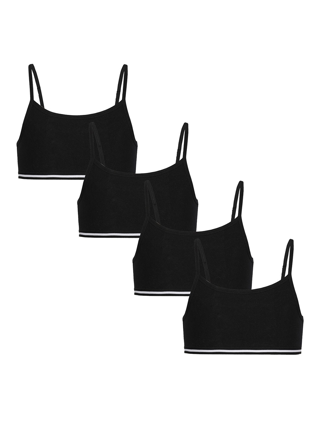 

Charm n Cherish Girls Pack Of 4 Full Coverage Camisole Bra With All Day Comfort, Black