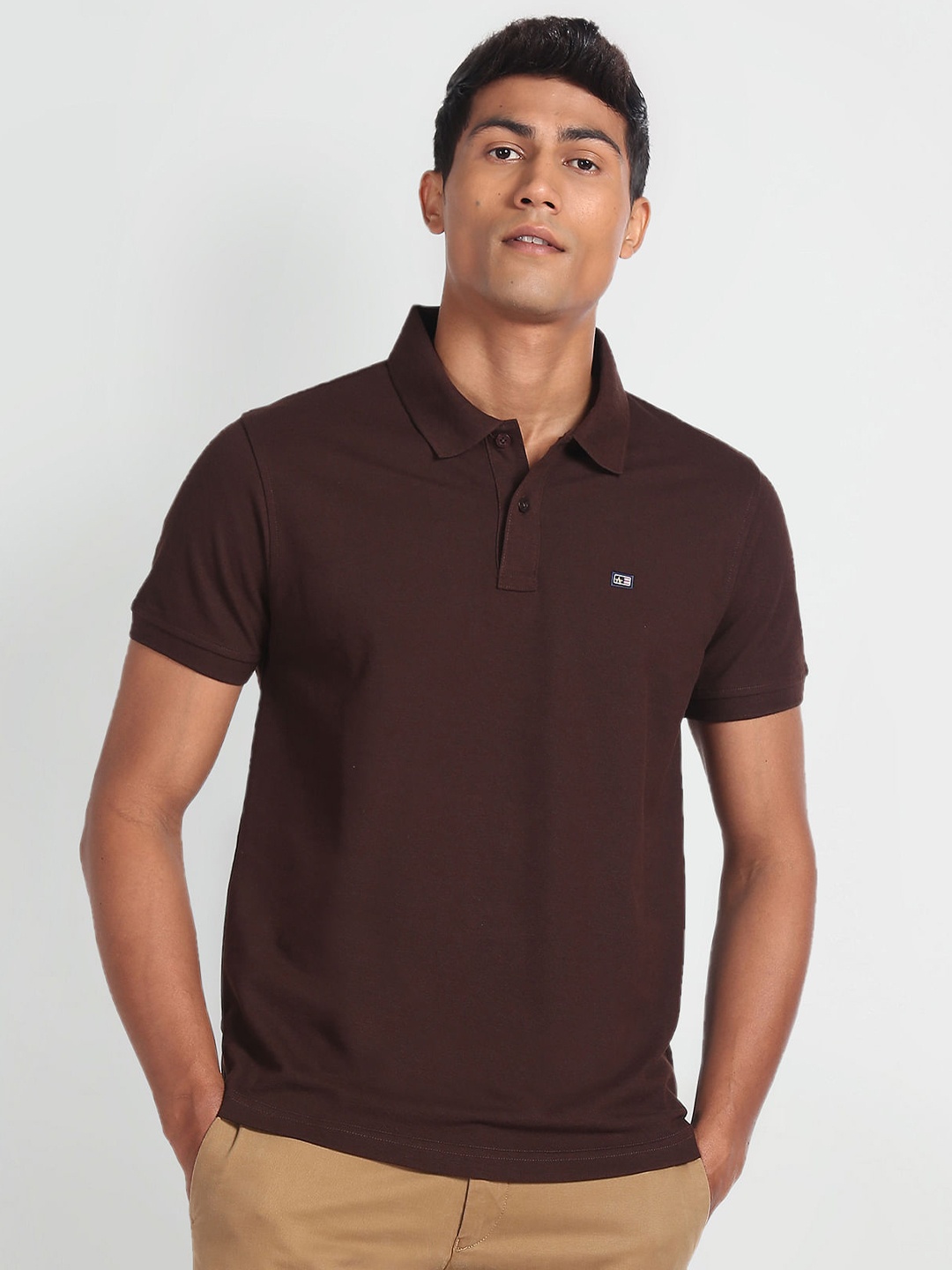 

Arrow Sport Polo Collar Pure Cotton T-shirt, Brown