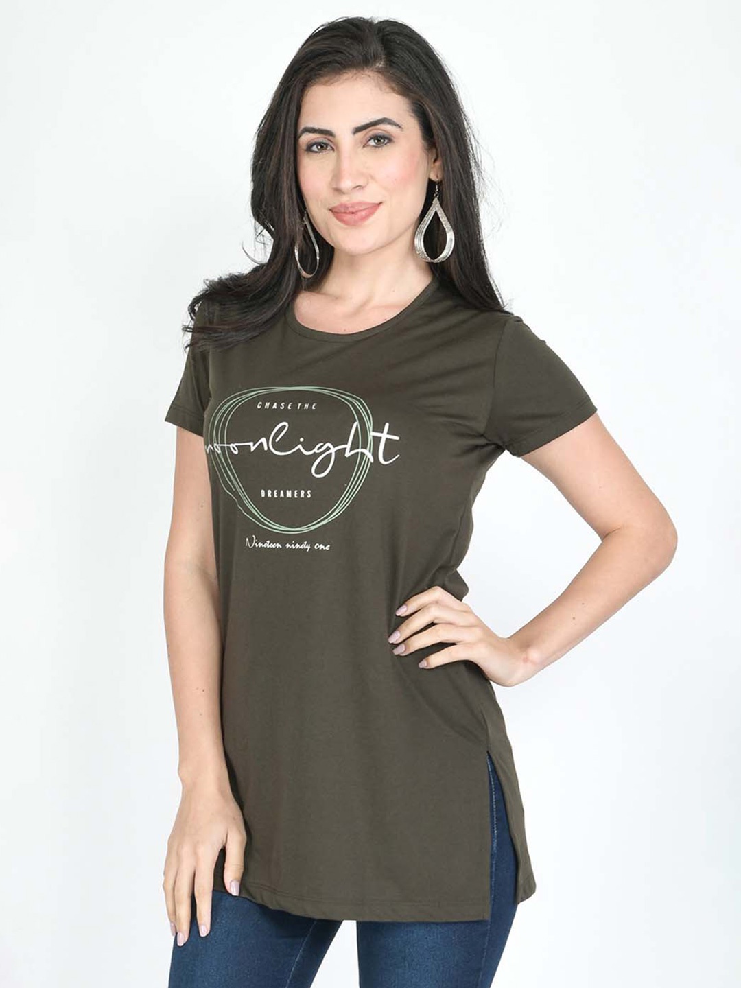 

Bellefleur Typography Printed Regular Top, Olive