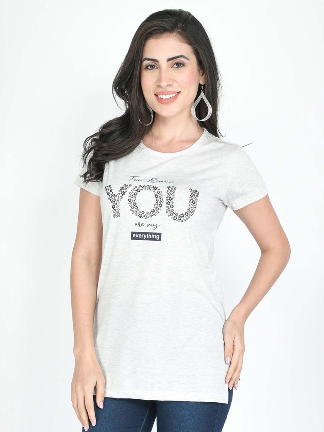 

Bellefleur Typography Printed Longline Top, White