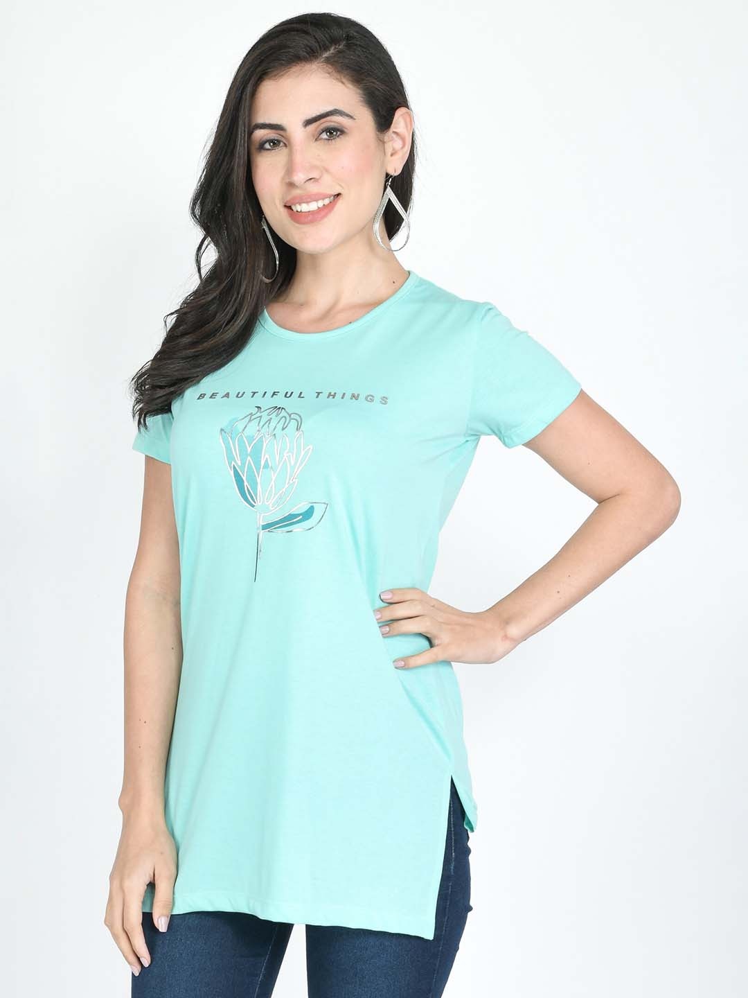 

Bellefleur Typography Printed Longline Top, Blue