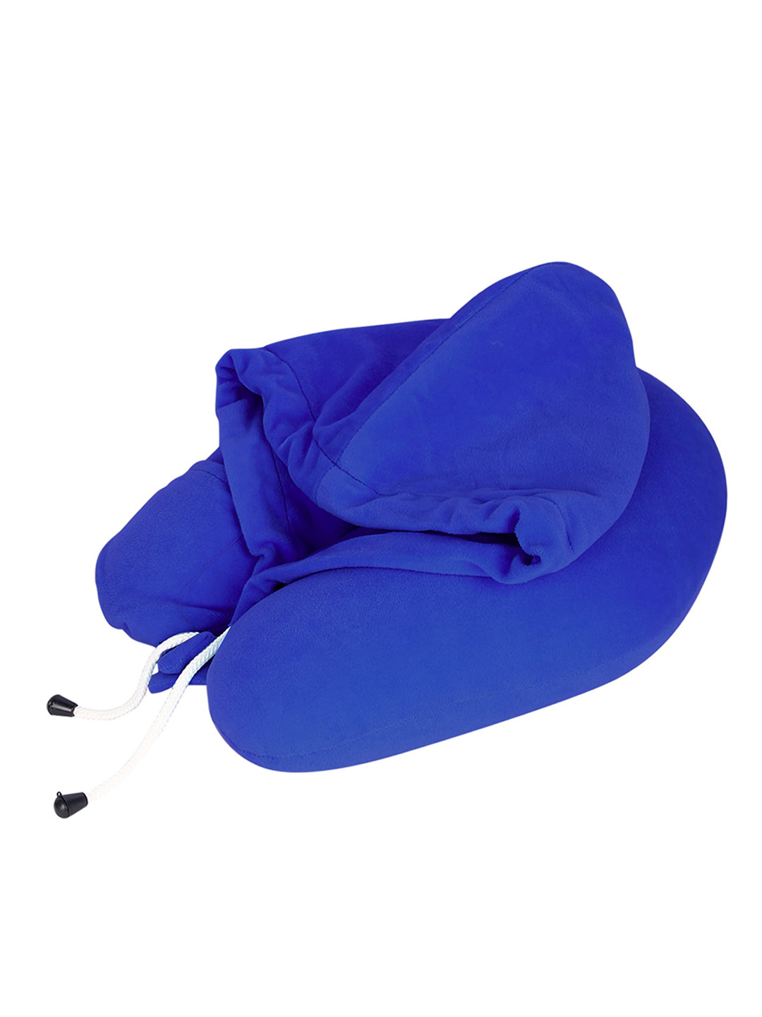 

PILLOW TREE Navy Blue Hooded U-Shape Ultra-Soft Travel Neck Pillow